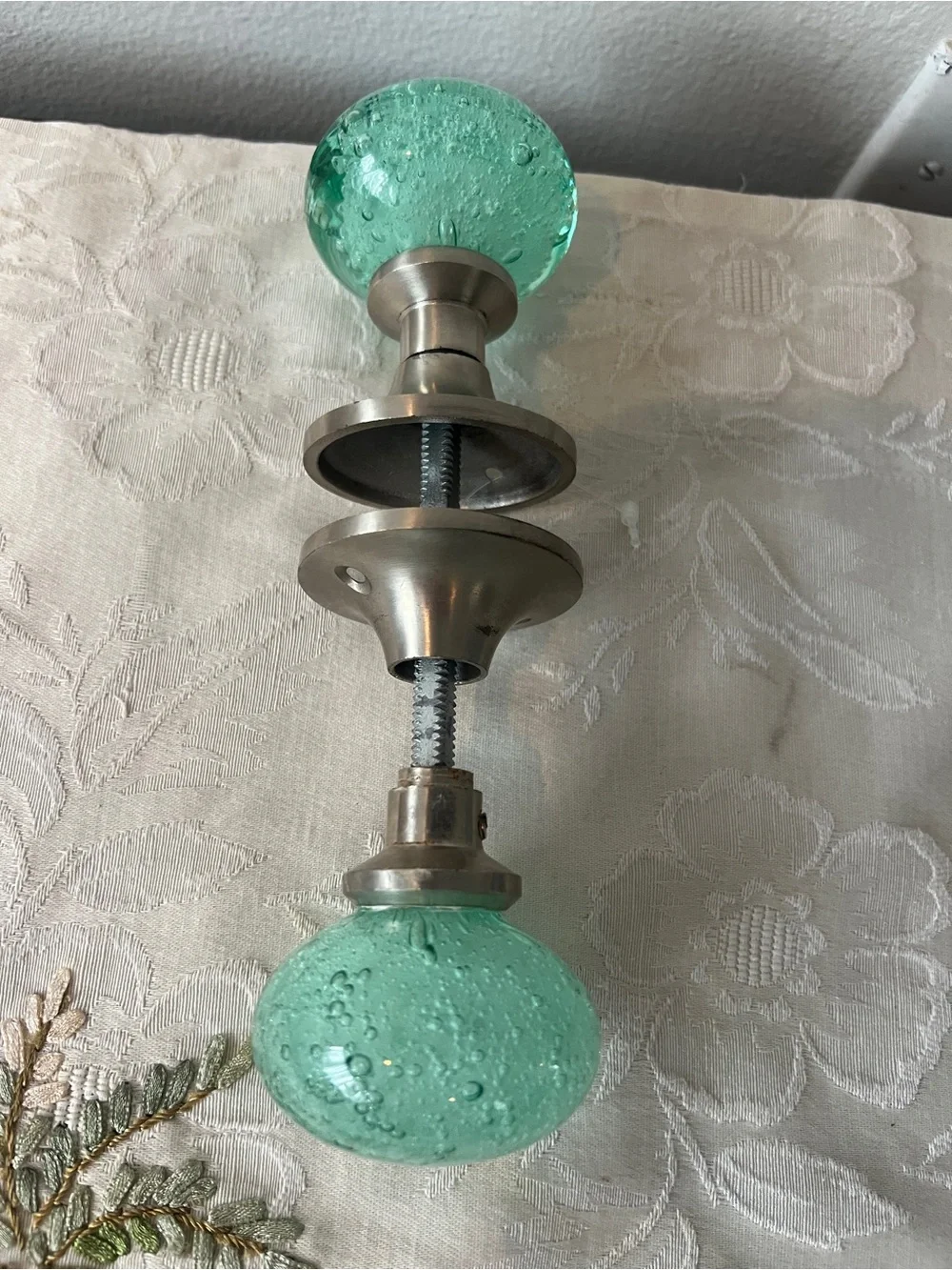Discontinued Anthropology Sea-foamBubbled Glass Doorknobs